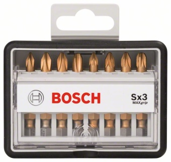 2607002572 Набор Robust Line из 8 насадок-бит Sx Max Grip PH1 PH2 PH3 PZ1 PZ2 PZ3 49 mm 2.607.002.572